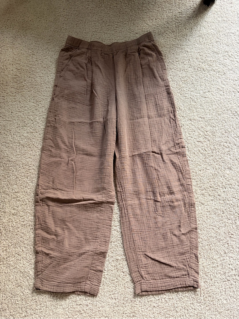GAP Chocolate Brown Cotton Gauze Barrel Pants